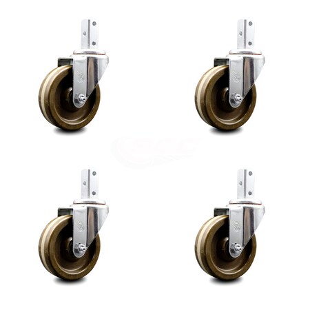 Service Caster 4 Inch High Temp Phenolic Wheel Swivel 3/4 Inch Square Stem Caster Set SCC SCC-SQ20S414-PHSHT-34-4